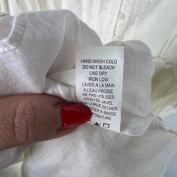 Calypso Christiane Celle Tunic Babydoll White Dress Short Sleeve Coquette Large - Picture 7 of 7